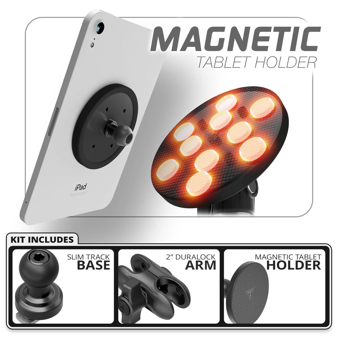 Tackform Magnetic Tablet Holder | Slim Track Base | 2" DuraLock™ Arm