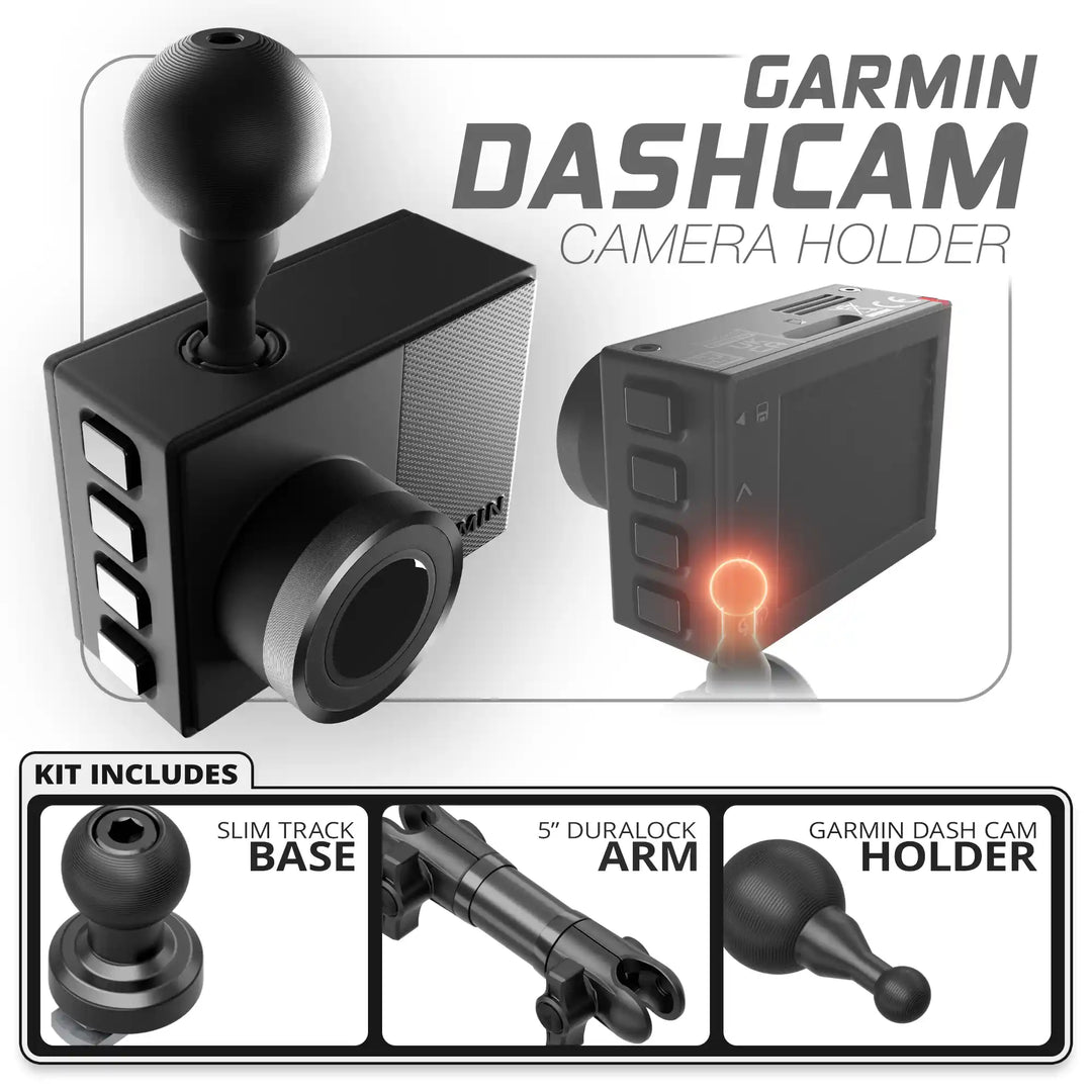 Tackform Garmin Dash Cam | Slim Track Base | 5" DuraLock Arm
