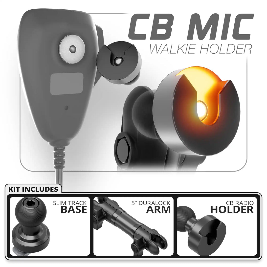 Tackform CB Radio Holder | Slim Track Base | 5" DuraLock Arm