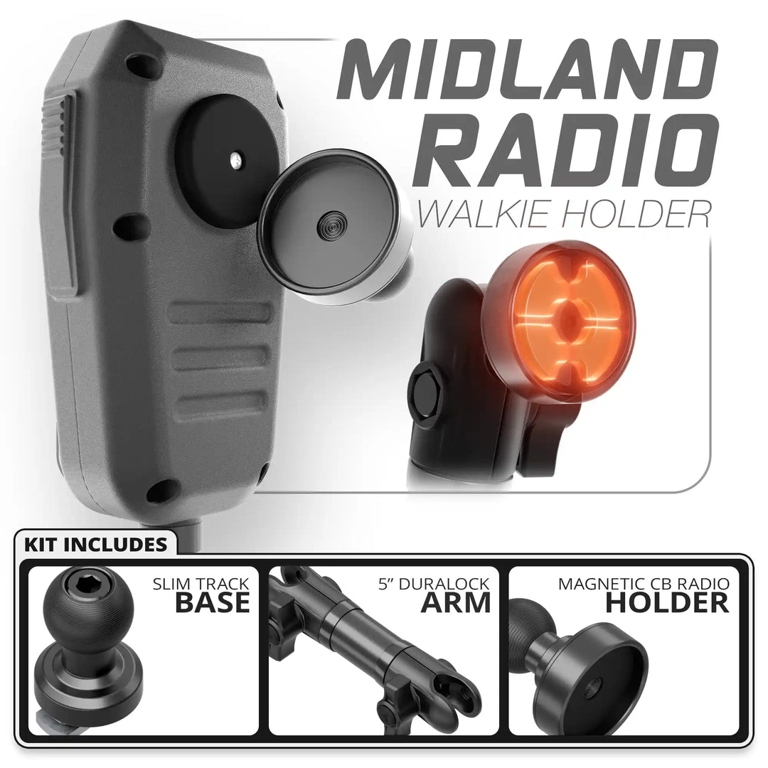 Tackform Midland MXT CB Mic | Slim Track Base | 5" DuraLock Arm
