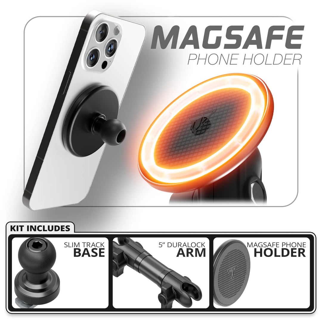 Tackform MagSafe Phone Holder  | Slim Track Base | 5" DuraLock Arm