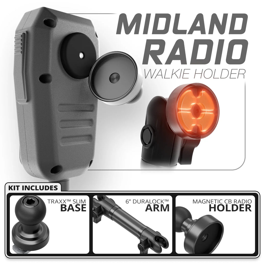 Tackform Midland MXT CB Mic | Slim Track Base | 6" DuraLock Arm