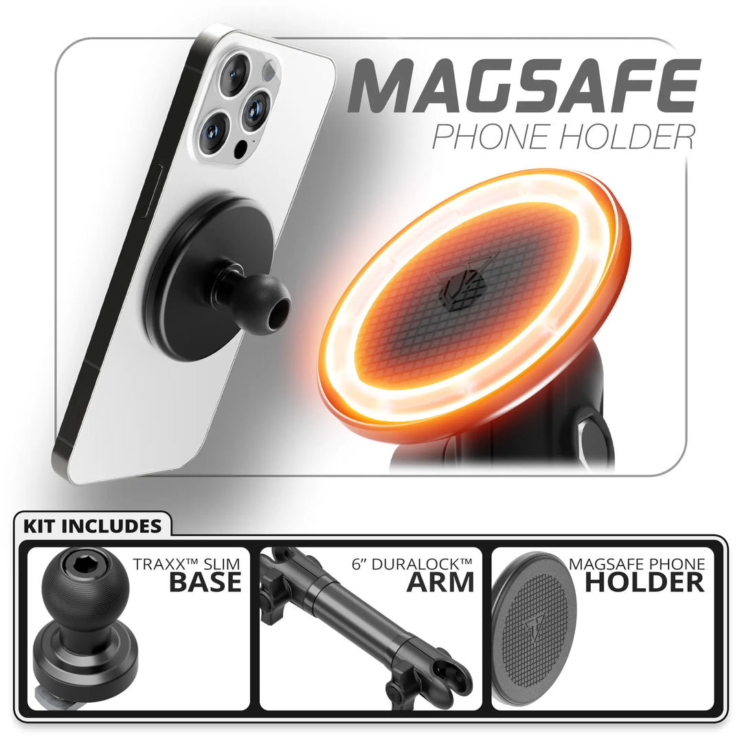 Tackform MagSafe Phone Holder  | Slim Track Base | 6" DuraLock Arm