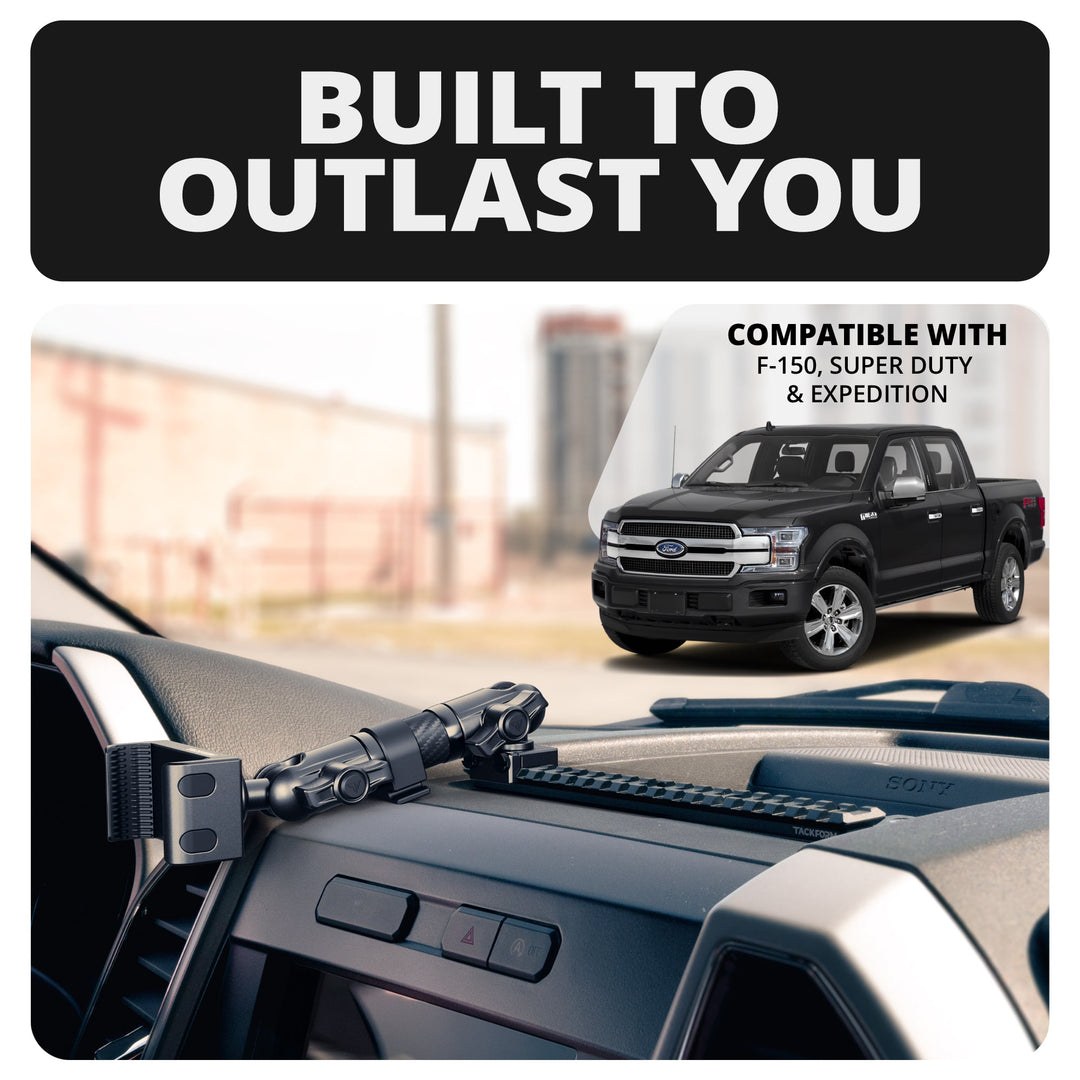 TRAXX™ - Assault Track Picatinny Dash Bracket With Dual 20LITE Phone Mounts | ‘15-‘20 Ford F-150, ‘17-‘22 Super Duty, ‘18-‘21 Expedition (See Compatibility Info For Year/Trim Details)