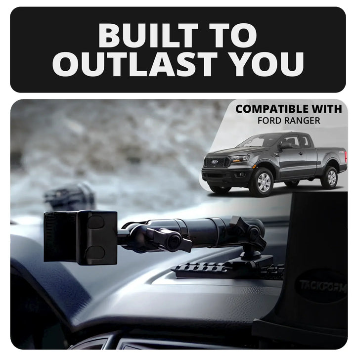 TRAXX™ - Assault Track Picatinny Dash Bracket With 20LITE Phone Holder & CB Microphone Holder | 2019-2023 Ford Ranger (WITHOUT Switch Panel)