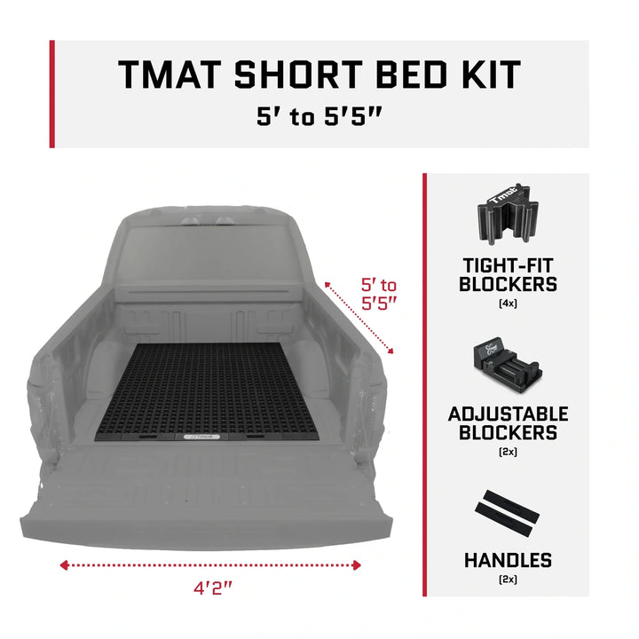 Tmat Truck Bed Organizer Slide Out Mat | Universal Fit for Short Beds 5' to 5'5"