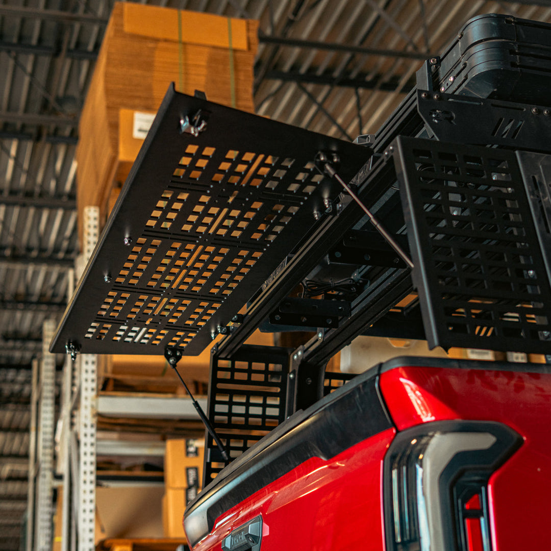 Cali Raised LED COverland Bed Rack Rear Hatch With Gas Struts for Tacoma (2005+)