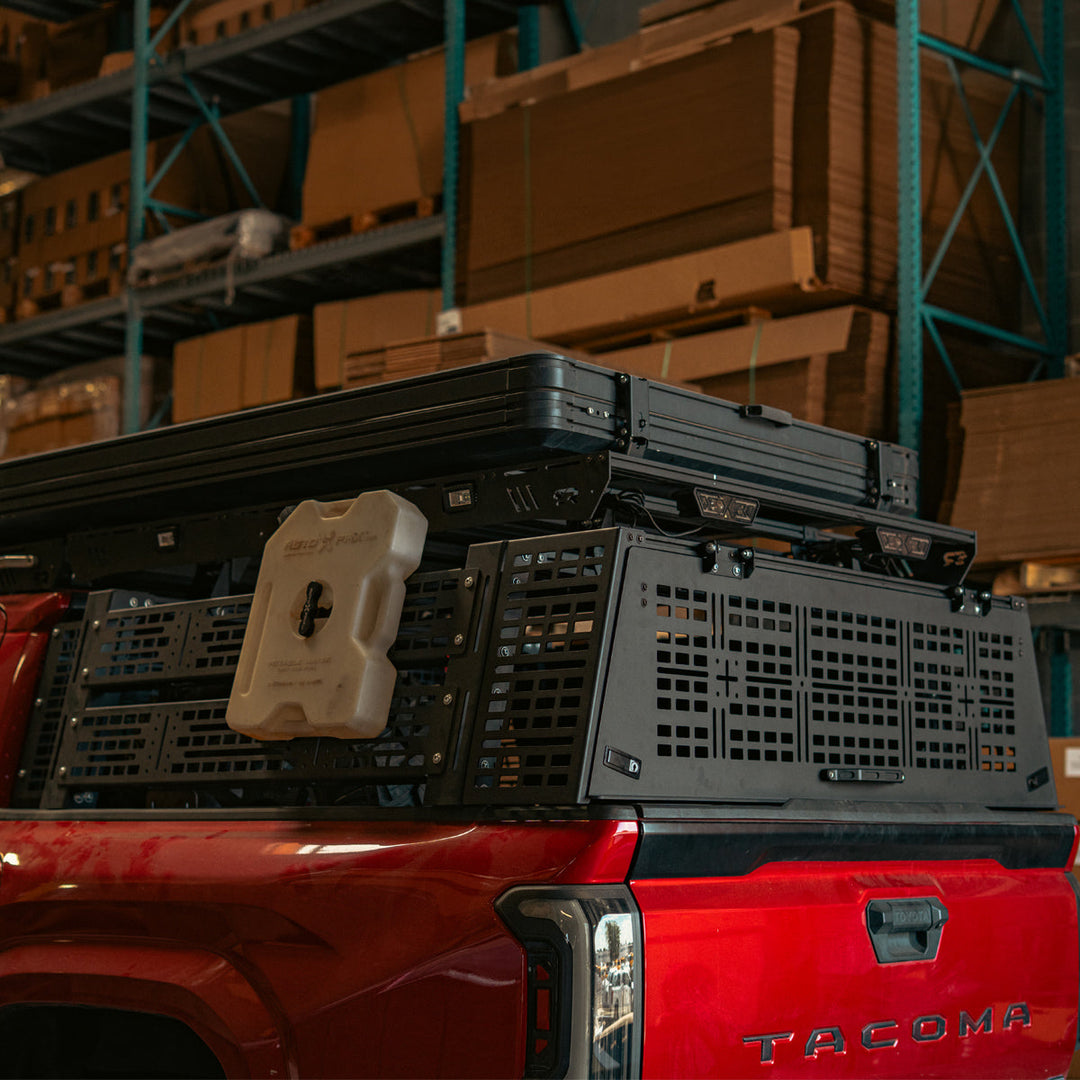 Cali Raised LED COverland Bed Rack Rear Hatch With Gas Struts for Tacoma (2005+)