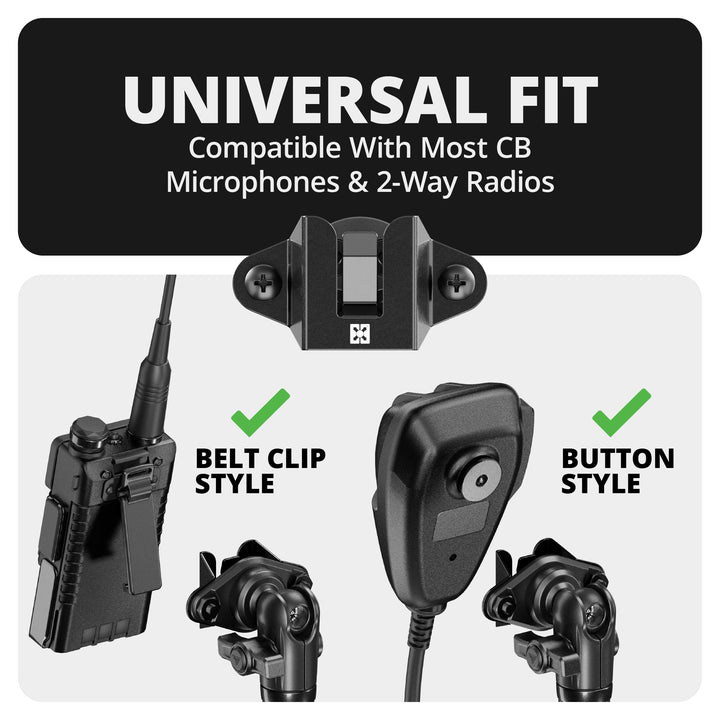 LINK™ 2-in-1 CB Microphone/Radio Holder | Accessory Ready Dash and Grab Handle Compatible | 2021+ Ford Bronco | 7.5"-9.25" Telescoping Arm