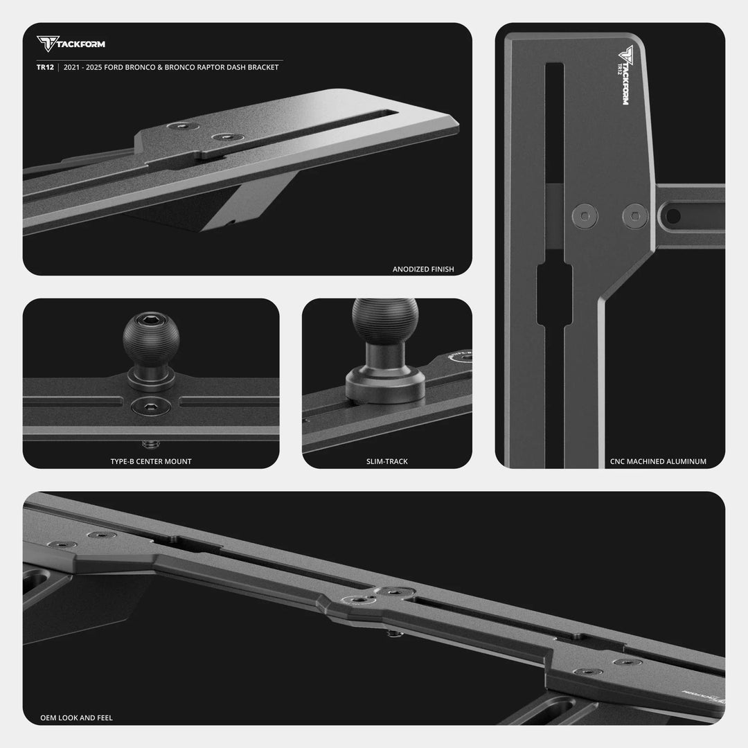 TRAXX™ - Slim Track Dash Bracket With 20LITE Phone Mount | 2021-2026 Ford Bronco & Bronco Raptor (Non-Sport)