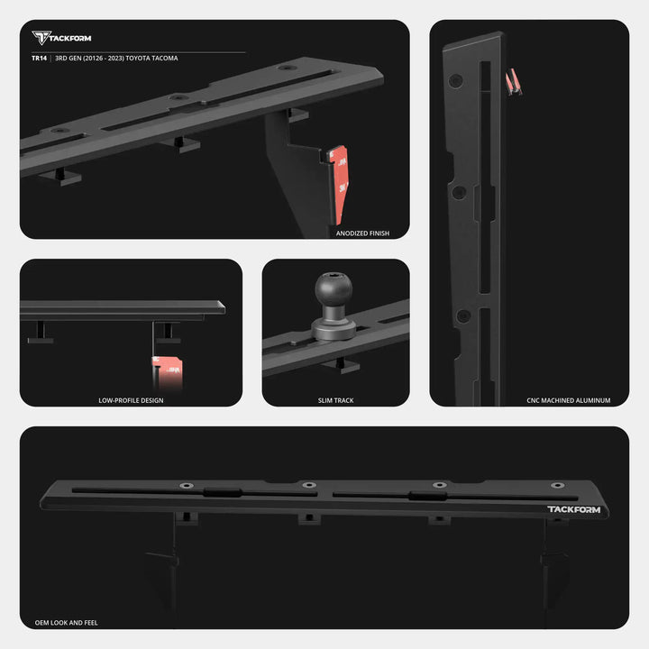 Tackform Slim Track Dash Bracket With Dual MagSafe Phone Mounts for Tacoma (2016-2023)