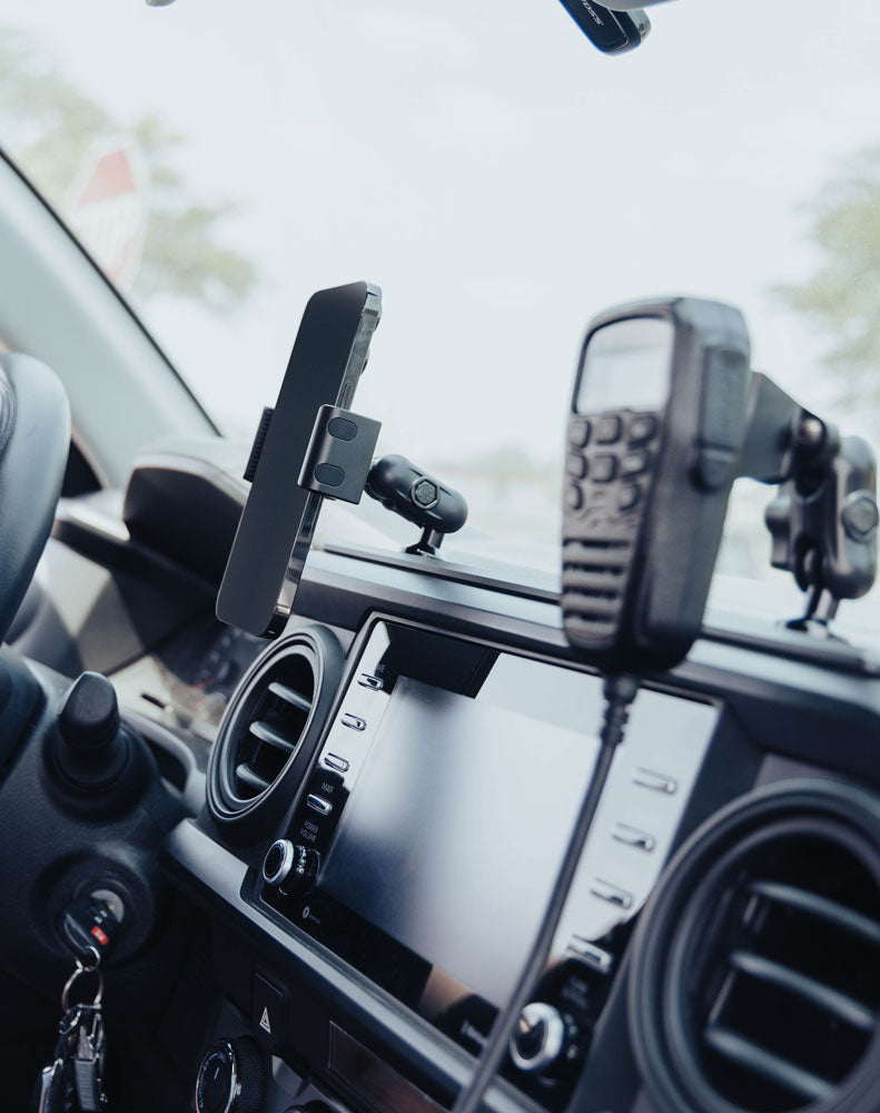 Tackform Slim Track Dash Bracket With 20LITE Phone & CB Microphone Mounts for Tacoma (2016-2023)