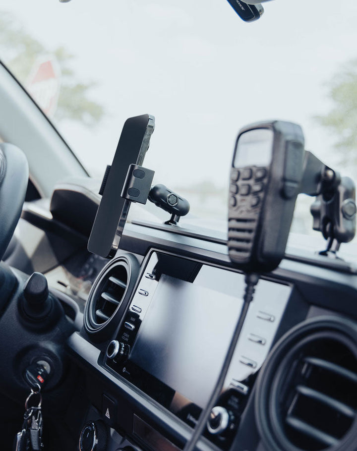 Tackform Slim Track Dash Bracket With 20LITE Phone & CB Microphone Mounts for Tacoma (2016-2023)