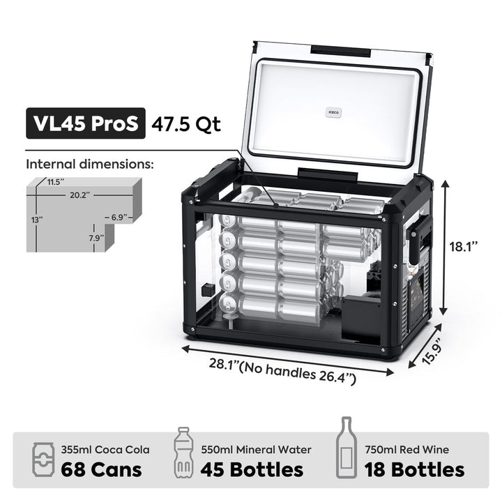 ICECO VL45ProS Gray Single Zone Portable Fridge Freezer 45 LT