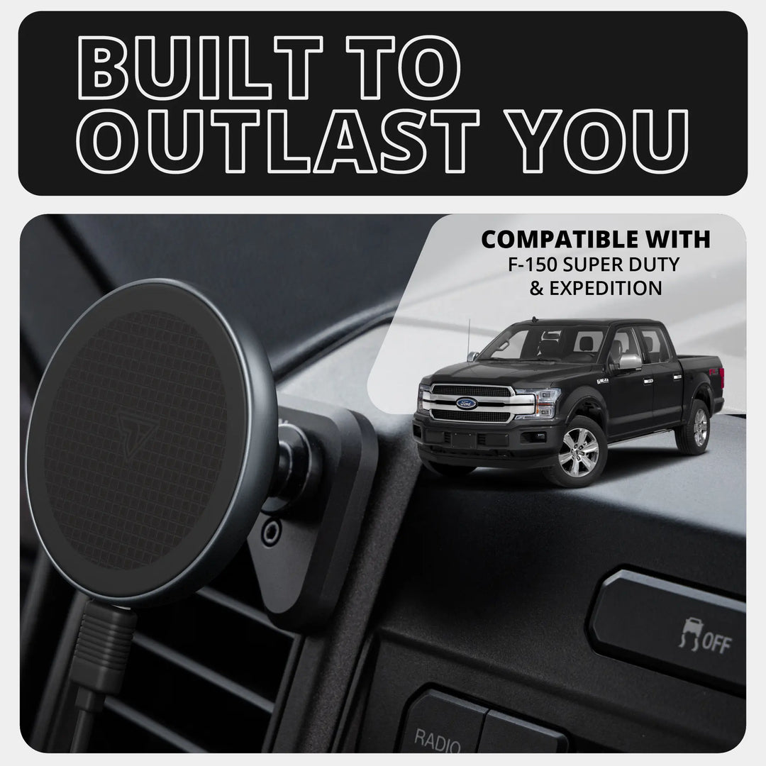 LINK™ Vent Mount Bracket With MagSafe Charging Phone Holder | Choose Your Arm Length | ‘15-‘20 Ford F-150, ‘17-‘22 Super Duty, ‘18-‘21 Expedition (See Compatibility Info For Year/Trim Details)
