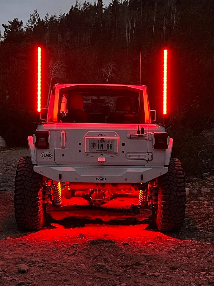 4' LED Whip Xtreme Pro Pair - RGB Twisted Poly Tube Encased