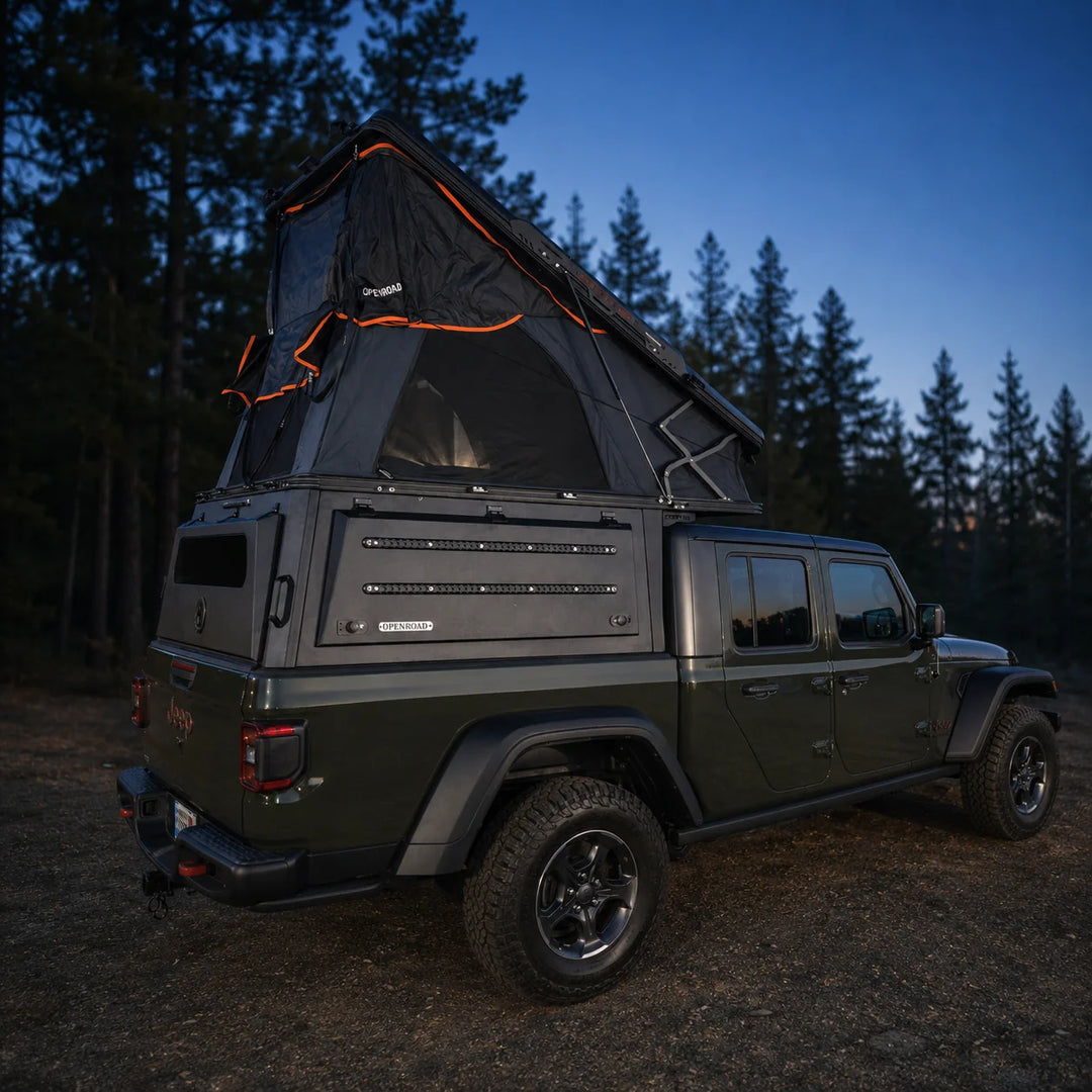 OPENROAD Aluminum Truck Topper with Integrated Rooftop Tent — Lightweight 4-Season Overland Camper for Tacoma (2016-2023)-5FT