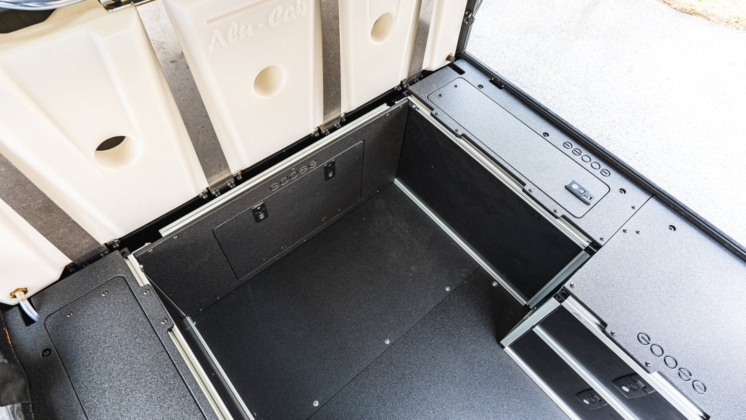 Alu-Cab Canopy Camper V2 - Toyota Tacoma 2005-2023 2nd & 3rd Gen. - Front Utility Module - 5' Bed