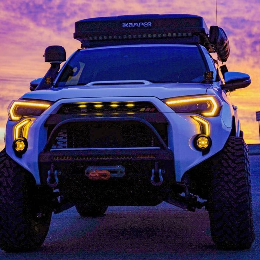 Aspire Auto Accessories LED DRL Fog Light Fang Bezel Kit for 4Runner (2014-2024)