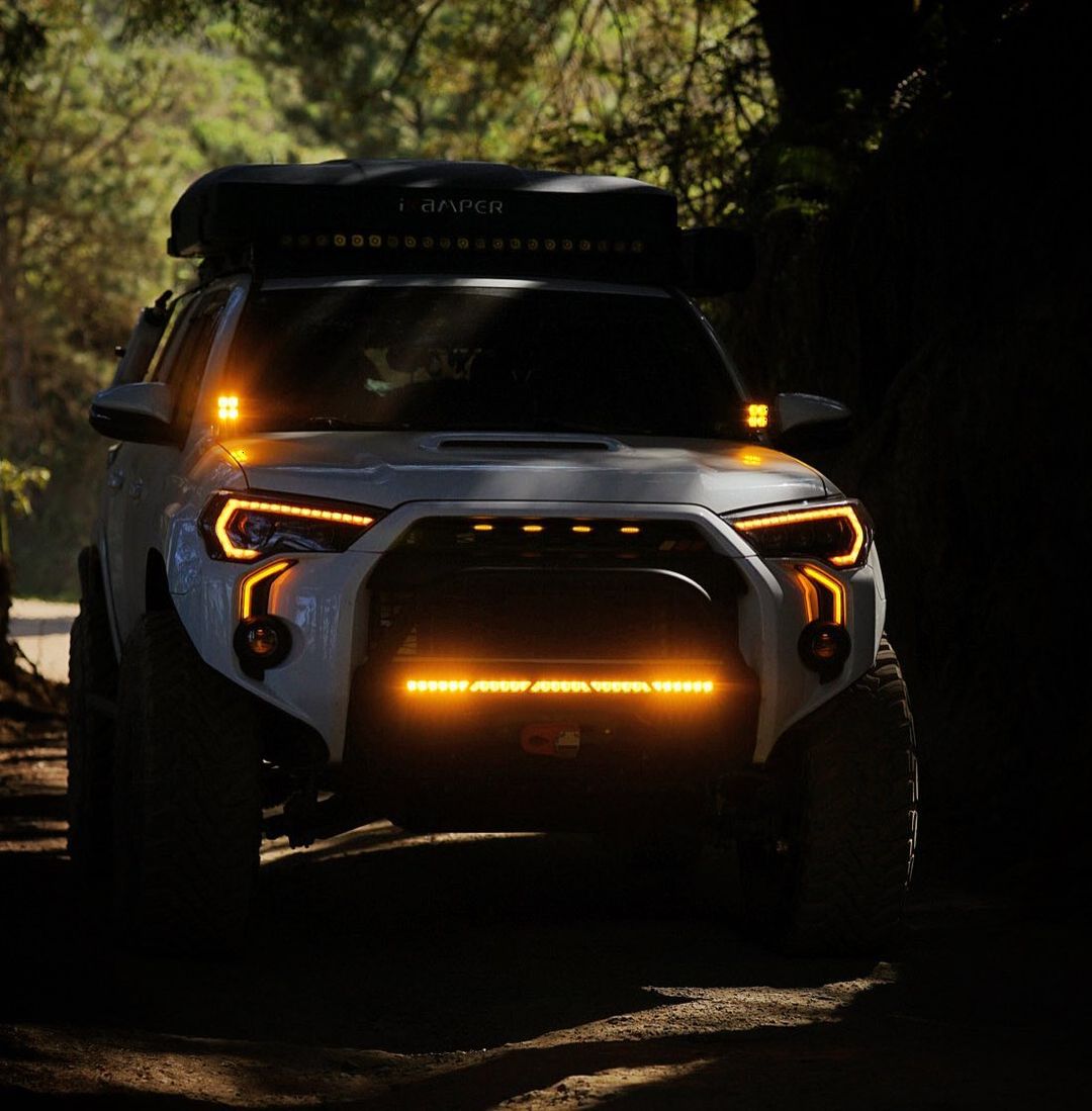 Aspire Auto Accessories LED DRL Fog Light Fang Bezel Kit for 4Runner (2014-2024)