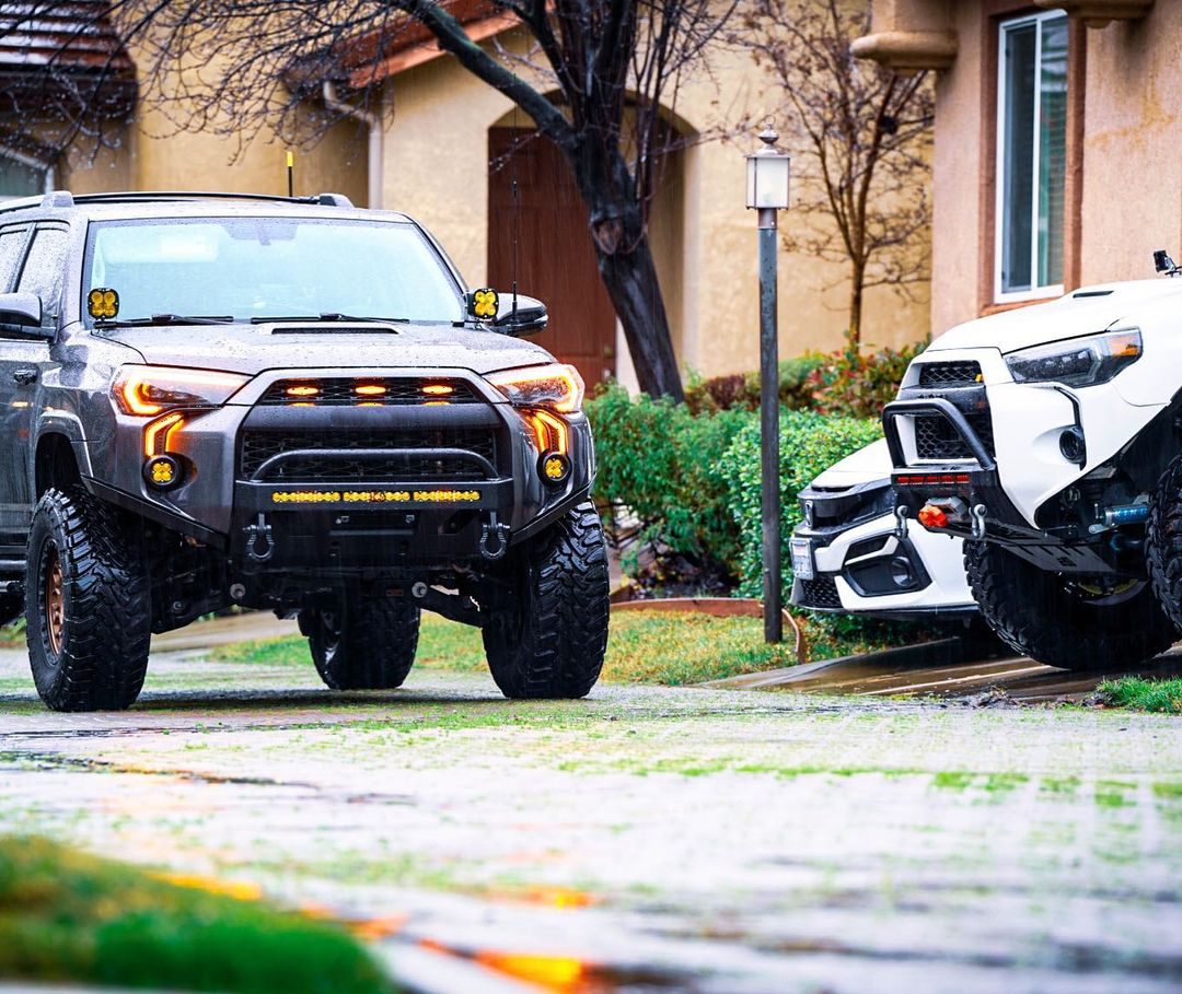 Aspire Auto Accessories LED DRL Fog Light Fang Bezel Kit for 4Runner (2014-2024)