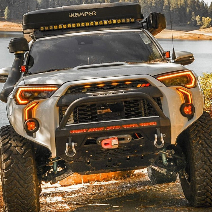 Aspire Auto Accessories LED DRL Fog Light Fang Bezel Kit for 4Runner (2014-2024)