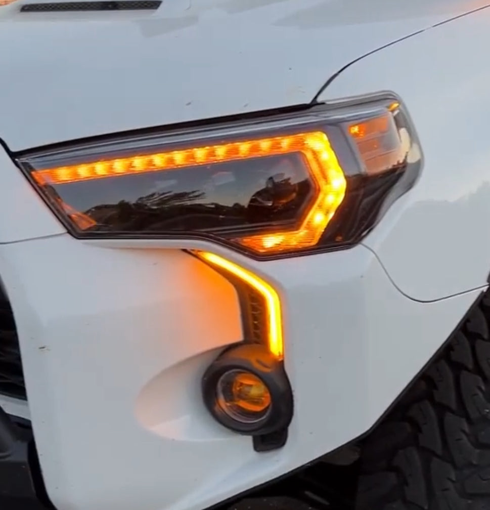 Aspire Auto Accessories LED DRL Fog Light Fang Bezel Kit for 4Runner (2014-2024)