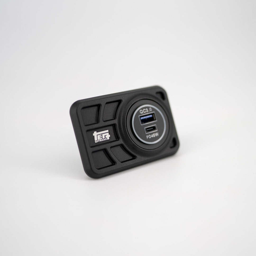TEQ Offroad Center Console USB 12V Power Panel | Billet Aluminum | Replaces Ashtray | for 4Runner (1996 - 2002)