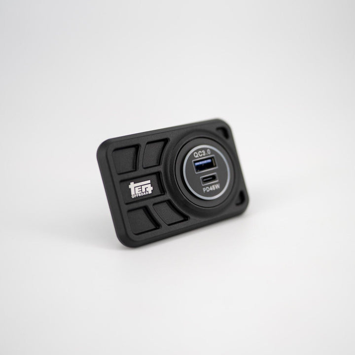 TEQ Offroad Center Console USB 12V Power Panel | Billet Aluminum | Replaces Ashtray | for 4Runner (1996 - 2002)
