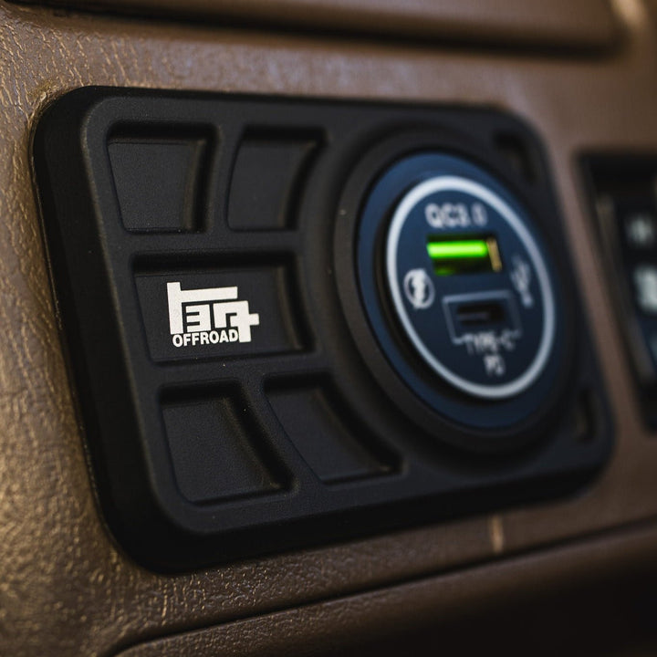 TEQ Offroad Center Console USB 12V Power Panel | Billet Aluminum | Replaces Ashtray | for 4Runner (1996 - 2002)
