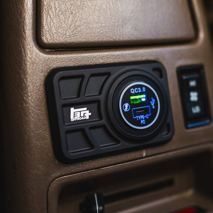 TEQ Offroad Center Console USB 12V Power Panel | Billet Aluminum | Replaces Ashtray | for 4Runner (1996 - 2002)