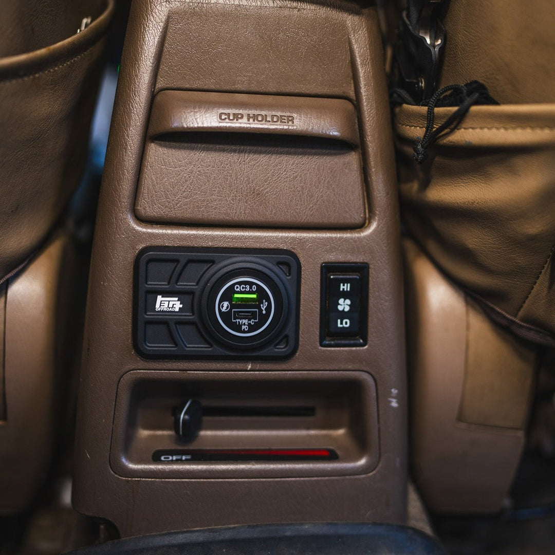 TEQ Offroad Center Console USB 12V Power Panel | Billet Aluminum | Replaces Ashtray | for 4Runner (1996 - 2002)