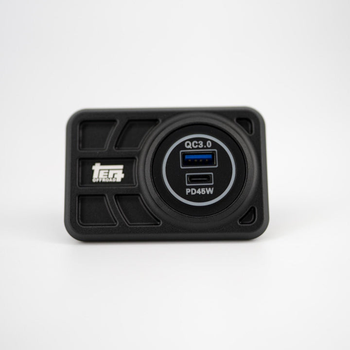 TEQ Offroad Center Console USB 12V Power Panel | Billet Aluminum | Replaces Ashtray | for 4Runner (1996 - 2002)