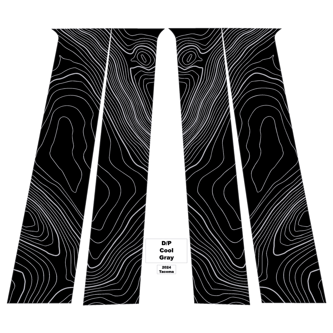 Topographic B Pillar Overlays - 2024+ Tacoma Double Cab / 2025+ 4Runner
