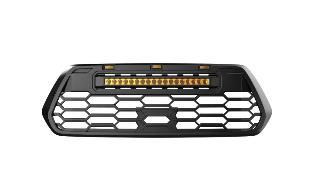 2016-2023 Tacoma Apex Pro Style Grille with LED Light Bar & Raptor Lights by YotaTribe