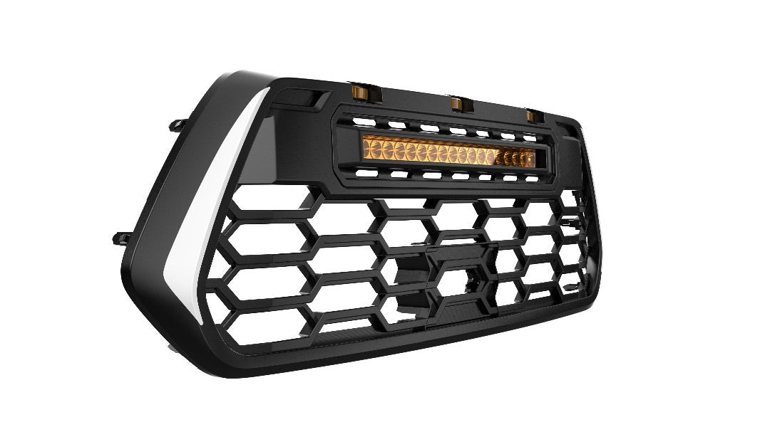 2016-2023 Tacoma Apex Pro Style Grille with LED Light Bar & Raptor Lights by YotaTribe