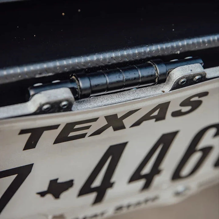 DRT Fabrication Flip up license plate bracket