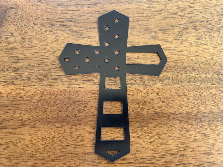 Tactilian God and Country American Flag Cross Magnet
