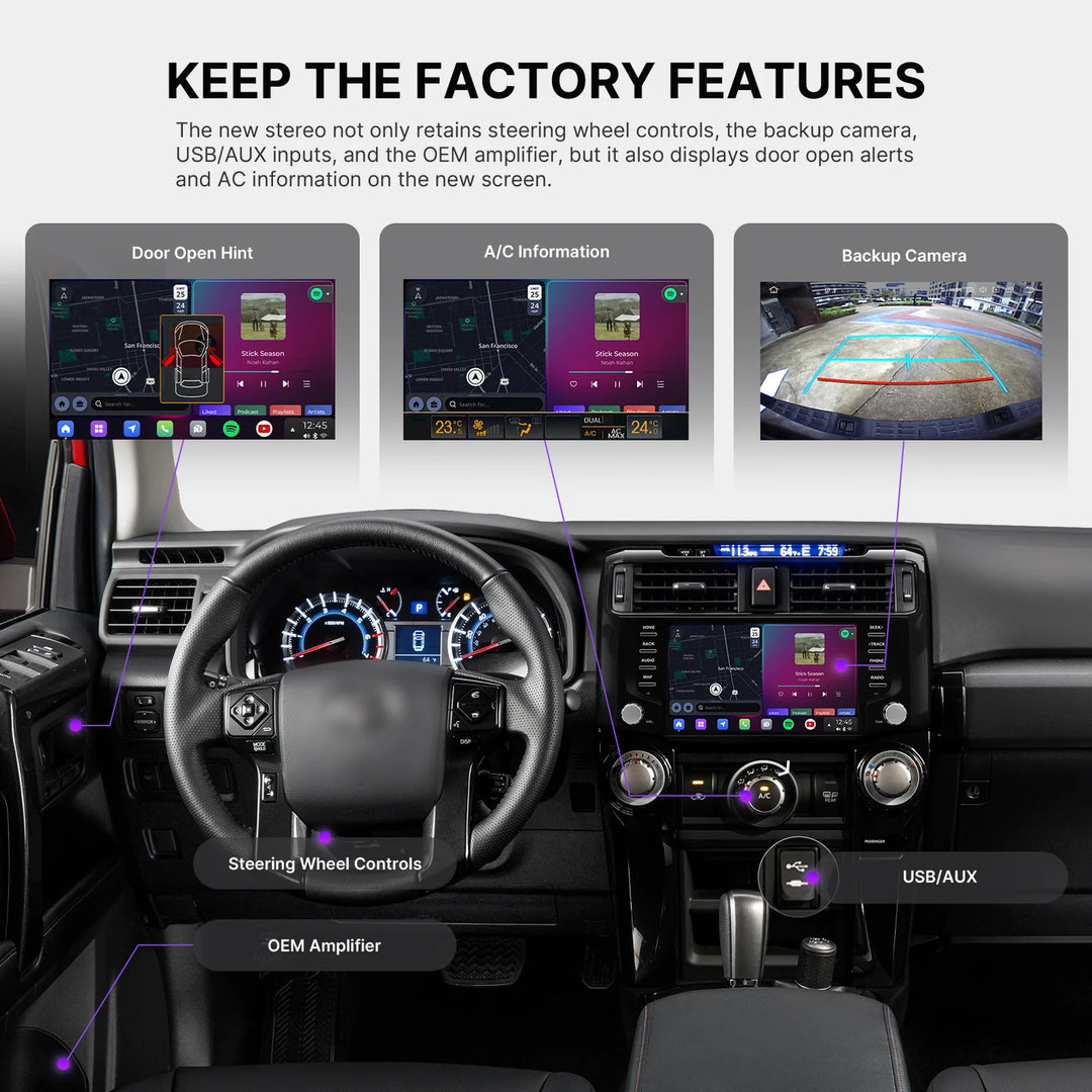 Dasaita Vivid13 Car Stereo for Black Wireless Carplay & Android Auto Car Radio | Qualcomm 665 | 9" QLED Screen | Wifi+4G LTE | 8G+256G | DTS|GPS Navigation Head Unit | Optical Output for 4Runner (2010-2023)