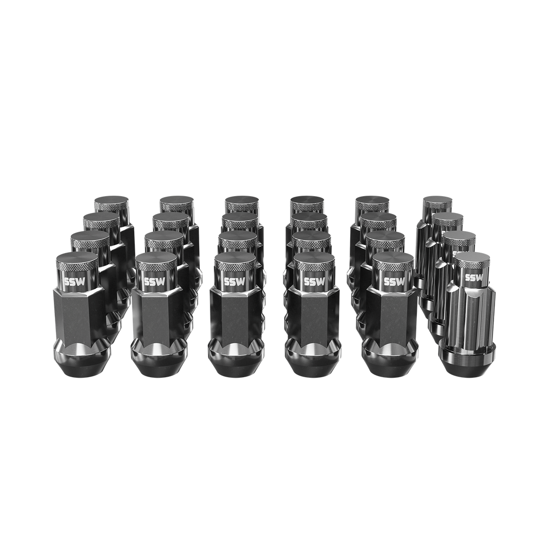 Steel Lug Nuts / Tungsten Silver / + 4 Locking Lug Nuts