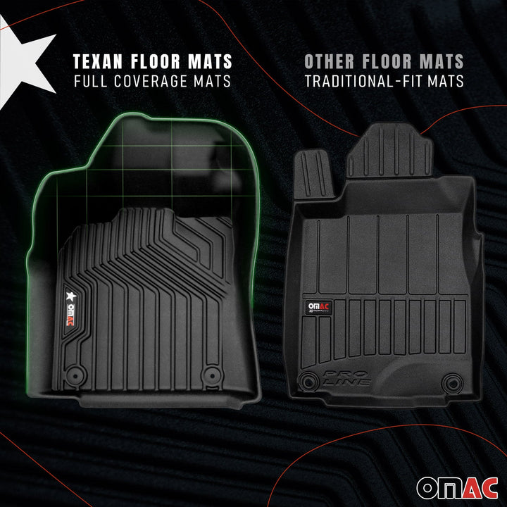 2019-2025 Toyota RAV4 Gas Premium Floor Mats Liners First and Second Row Set Black