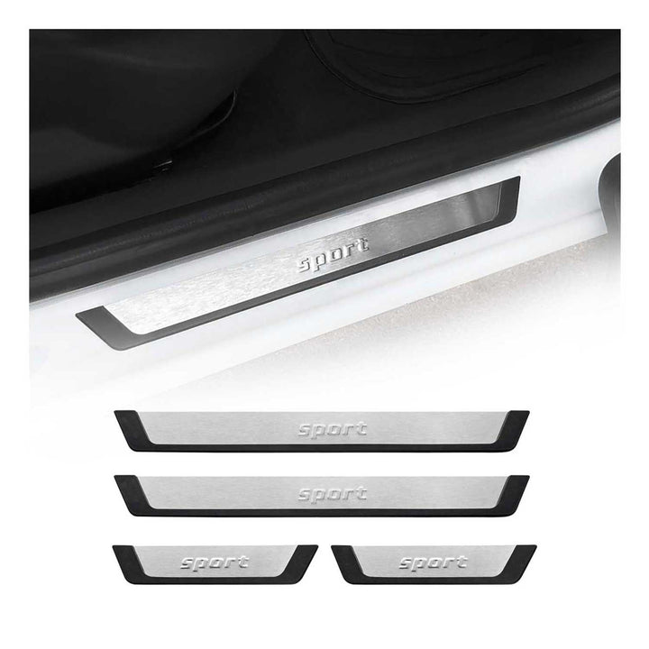 OMAC USA Door Sill Scuff Plate Scratch Protector Sport Brushed Stainless Steel 4Pcs for Tacoma
