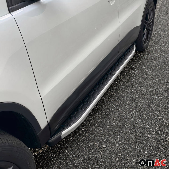 2013-2018 Toyota RAV4 Running Boards Side Steps Silver & Black