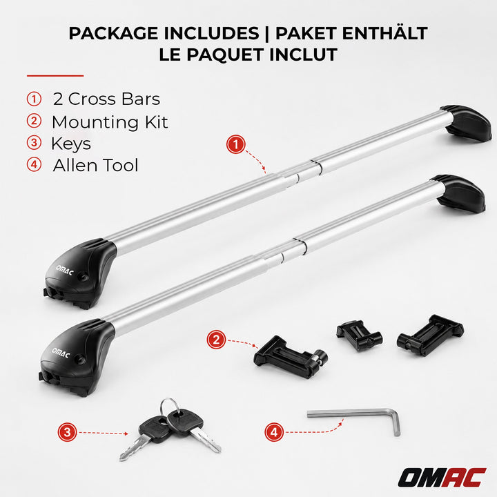 2024-2026 Toyota Land Cruiser J250 Roof Rack Cross Bars Carrier Silver