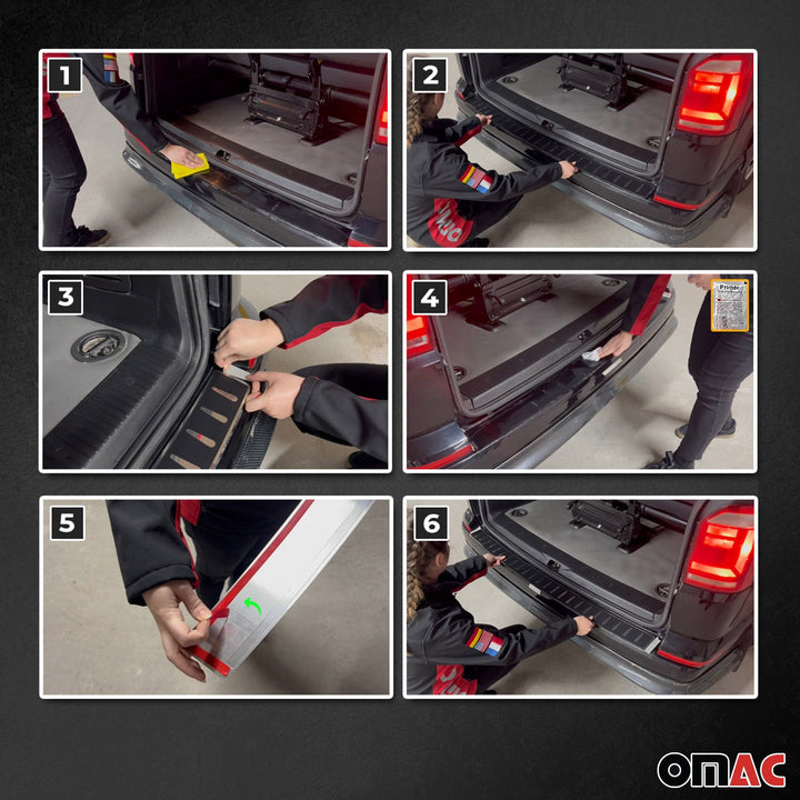 OMAC USA Rear Bumper Sill Cover Protector Stainless Steel Carbon Foiled for RAV4 (2019-2025)