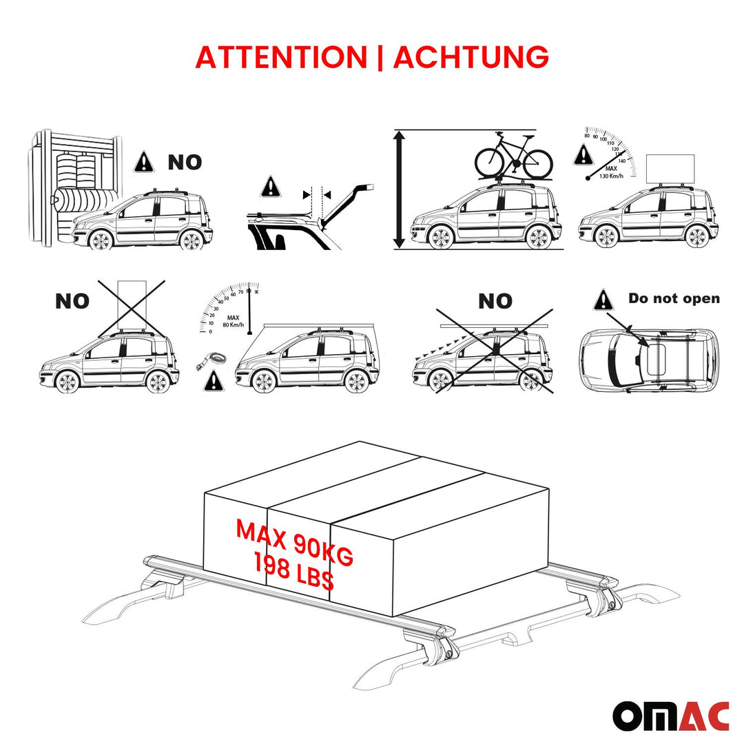 2025-2026 Toyota 4Runner Roof Rack Cross Bars Luggage Carrier Alu Silver 2x