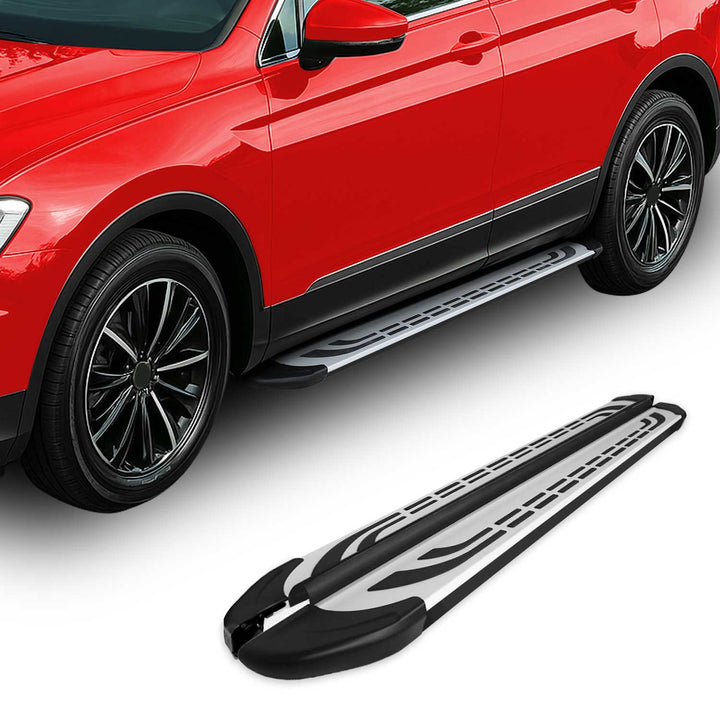 OMAC USA  Running Boards Side Steps Silver & Black for RAV4 (2013-2018)