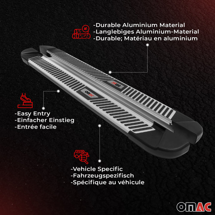 2019-2025 Toyota RAV4 Hybrid Running Boards Side Steps Silver & Black
