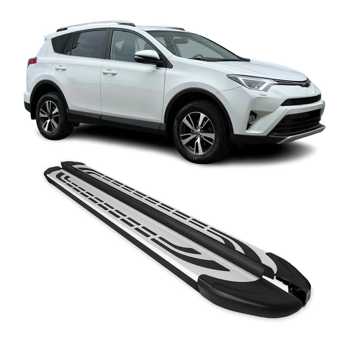 OMAC USA  Running Boards Side Steps Silver & Black for RAV4 (2013-2018)