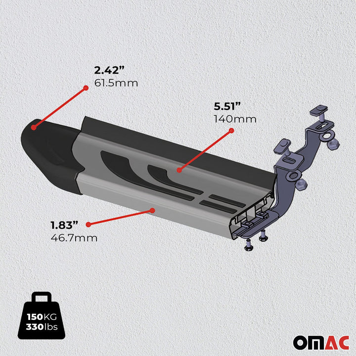 OMAC USA Running Boards Side Steps Silver for RAV4 (2013-2018)